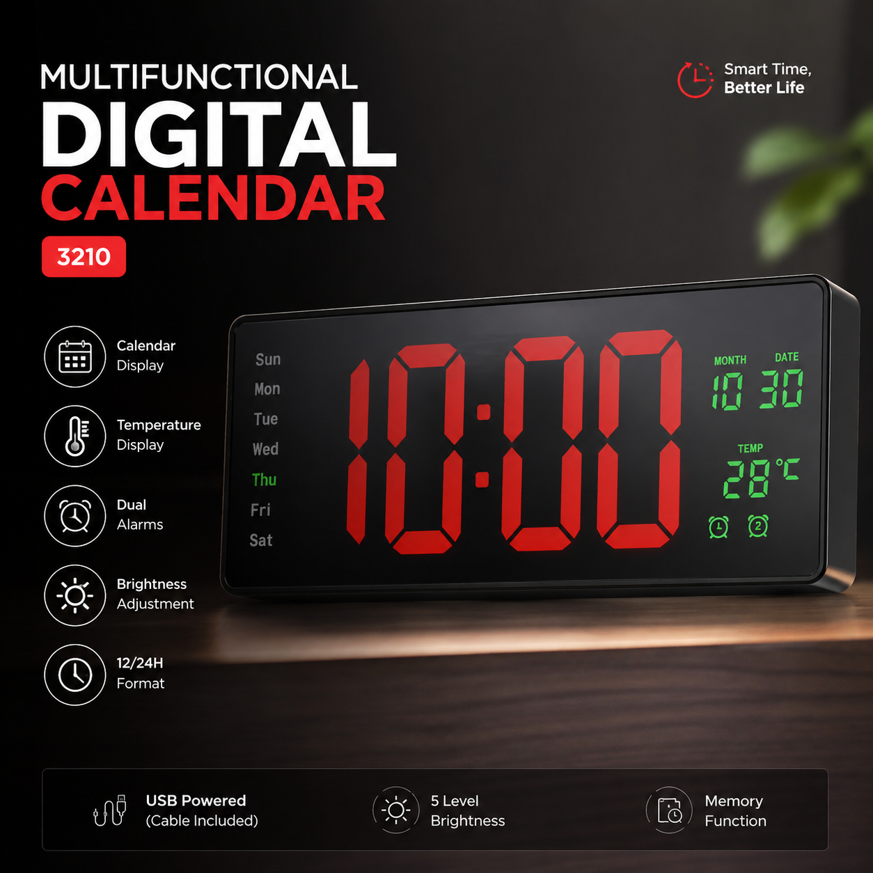 3210 Multifunctional Digital Calendar LED Clock 3210 Multifunctional Digital Calendar LED Clock