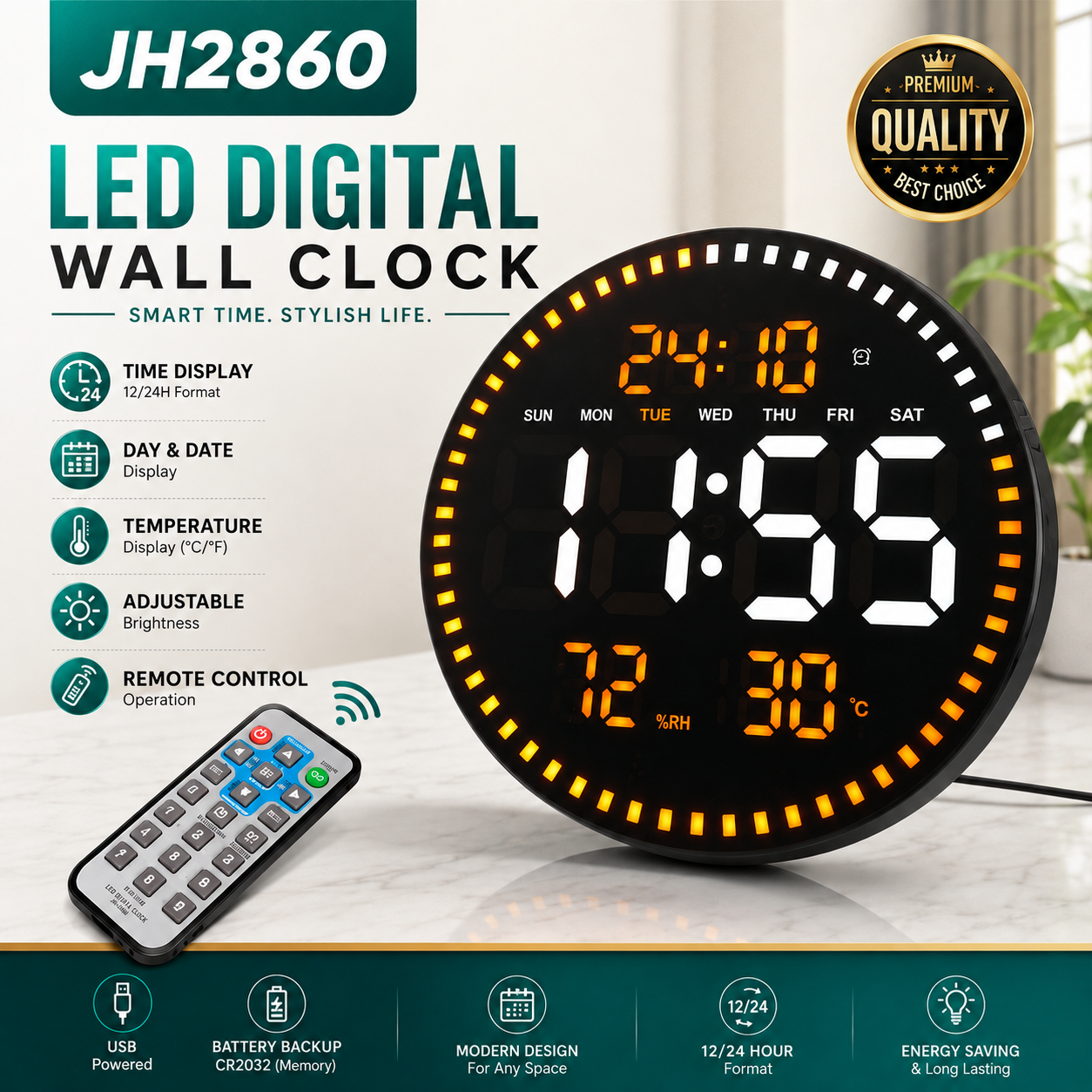 JH2860 LED Digital Wall Clock JH2860 LED Digital Wall Clock