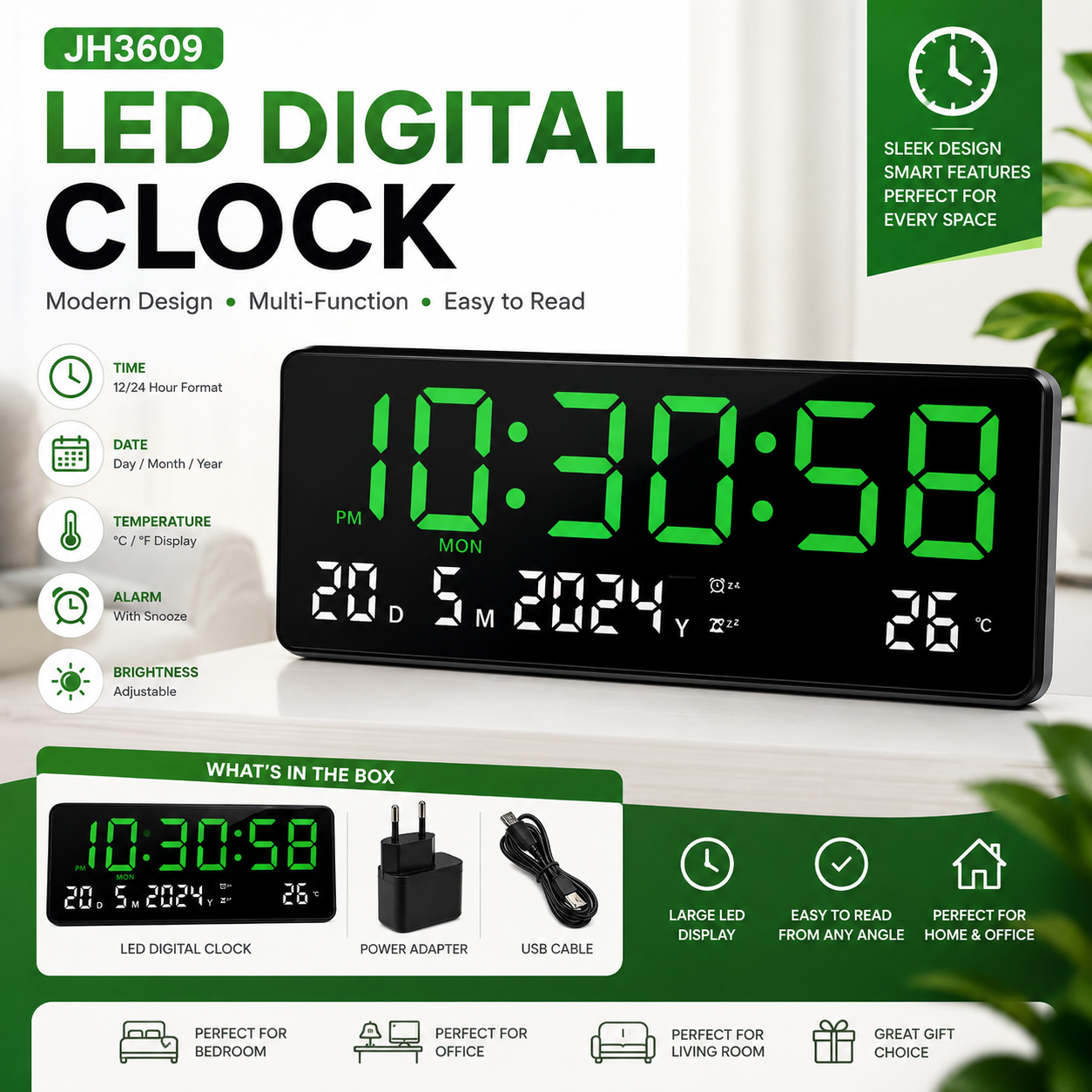 JH3609 LED Digital Clock JH3609 LED Digital Clock